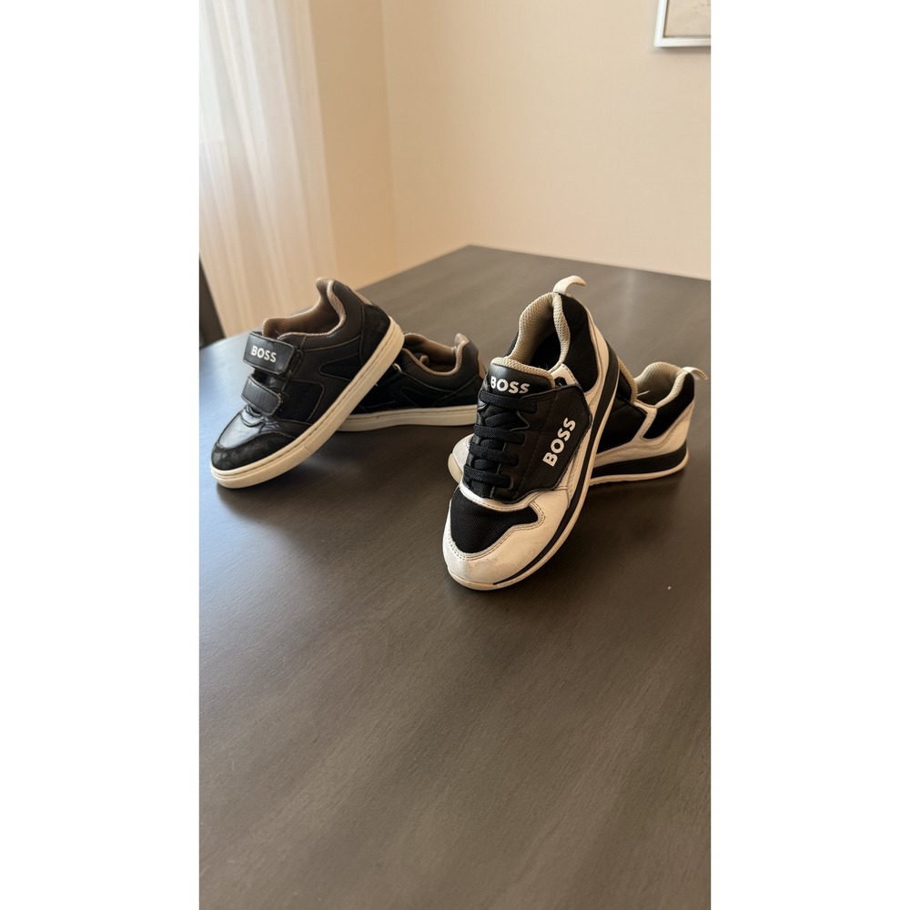 Boss Shoes Kids Size 10.5 Black Sneakers Lot 2 Pairs Hook & Loop Strap - Picture 3 of 16